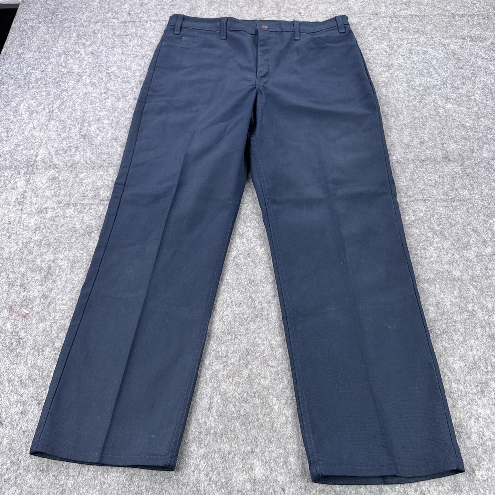 Big Mac Pants Mens 34x30 Navy Workwear Twill Straight Leg Utility Heavy Duty